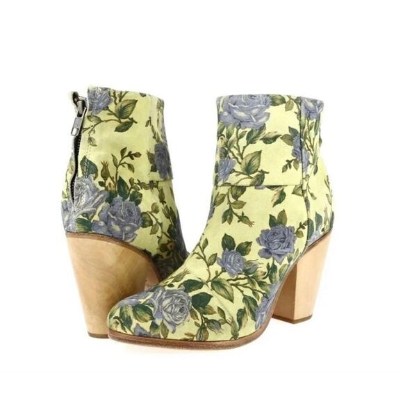Rag & Bone Newbury bootie yellow blue floral sz 8/38 - Picture 1 of 8